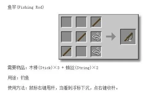 我的世界钓鱼竿制作与使用指南