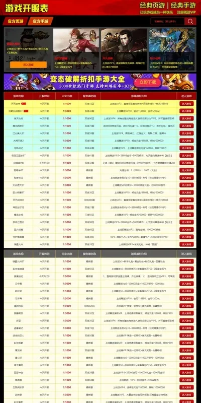 今日开服的网页游戏时间表-今日多款网页游戏开服