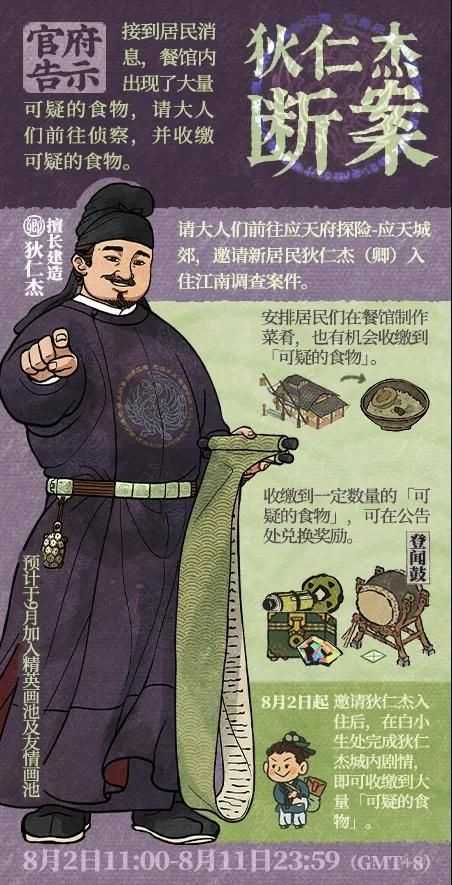 江南百景图狄仁杰邀请攻略：活动期间城郊区域完成任务即可