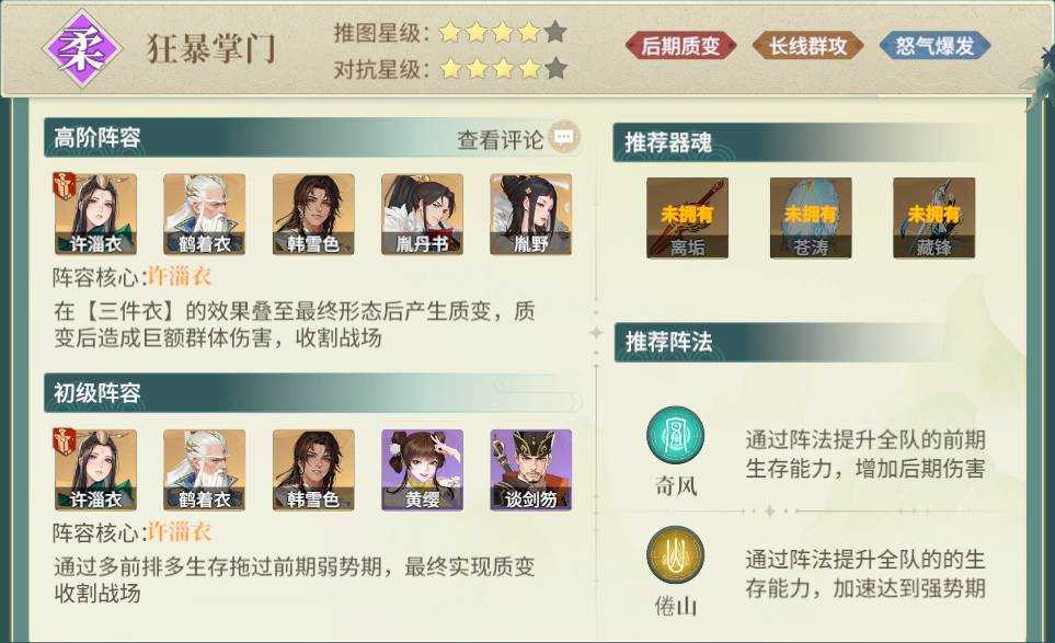 狂暴掌门队强度深度解析：许缁衣质变后有多强？