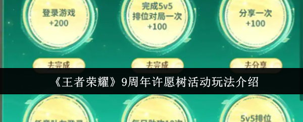 王者荣耀9周年许愿树活动全解析：玩法详解与奖励指南