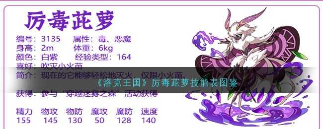洛克王国厉毒修萝技能全解析：超进化后战斗力大幅提升，技能搭配详解