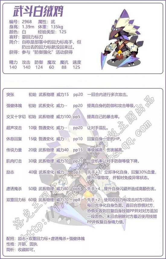 洛克王国武斗白绒鸡技能全解析